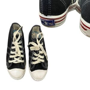 1960s Unworn Black Converse Low Top Blue Label Shoes / Boy’s Toddler 11